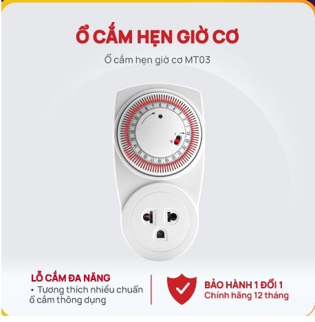 Ổ cắm hẹn giờ điều chỉnh cơ Điện Quang (ĐQ ESK MT03 WR 13)