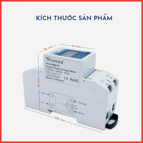 Công Tơ Điện Tử Thông Minh 1 Pha Vconnex - Giám Sát Và Theo Dõi Tiêu Thụ Điện