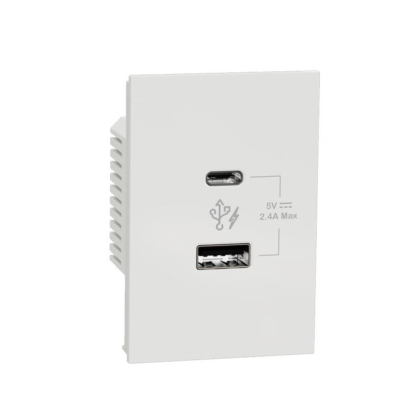 Ổ sạc USB type A+C, 2.4A, size 2S  AvatarOn A Schneider (M3T_USB2_WE)