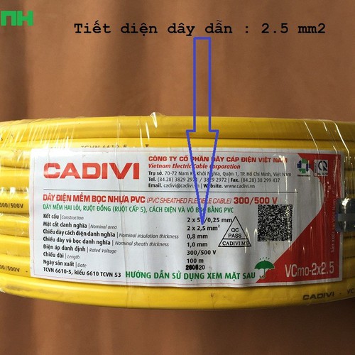 Dây ovan 2x2,5mm2 300/500V Cadivi