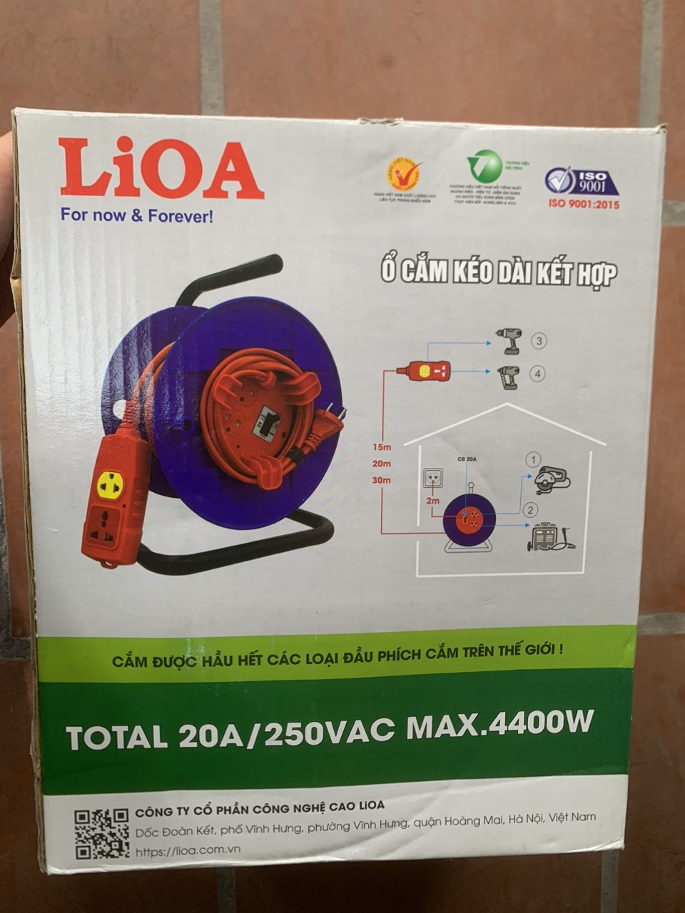 Ổ cắm Lioa kéo dài kết hợp (2m+30m) HYBRID-30M-20A