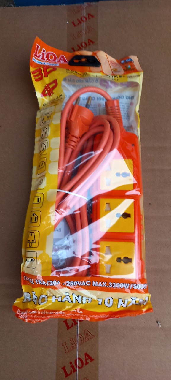 Ổ cắm Lioa kéo dài siêu tải có dây 3 lõi, 5m, 15A (3P-5M/3-15A)