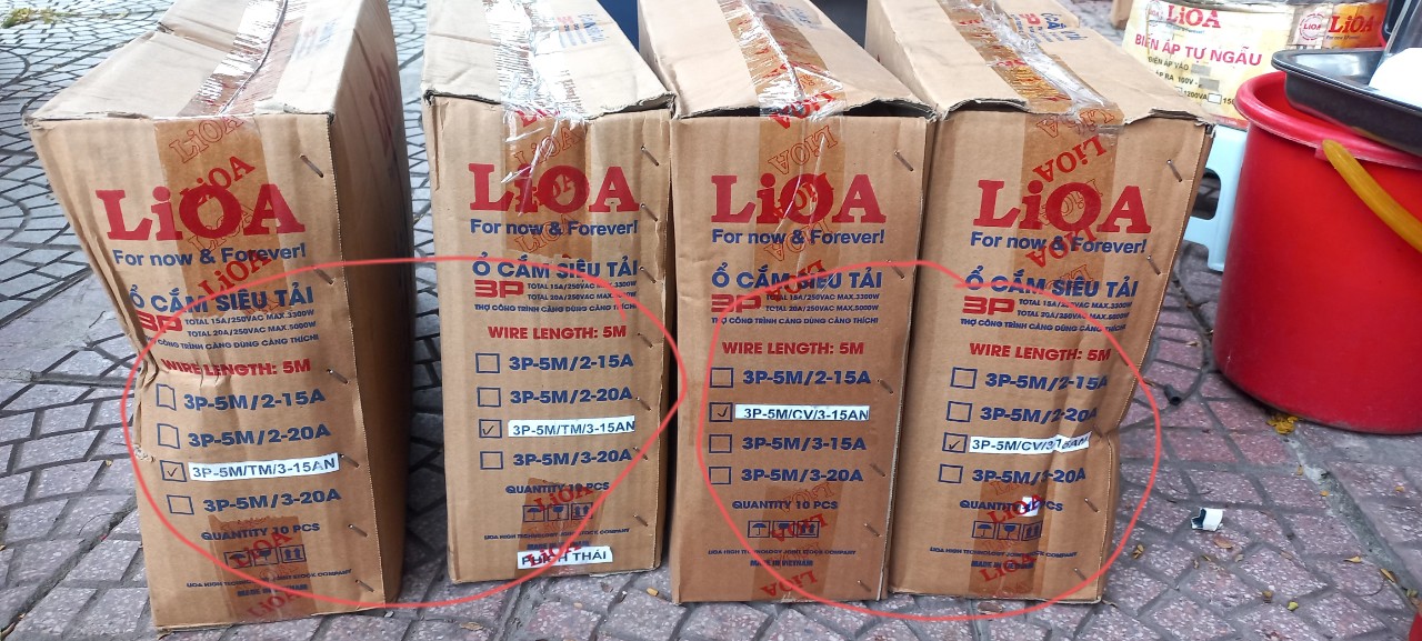 Ổ cắm Lioa kéo dài siêu tải có dây 3 lõi, 5m, 15A (3P-5M/3-15A)