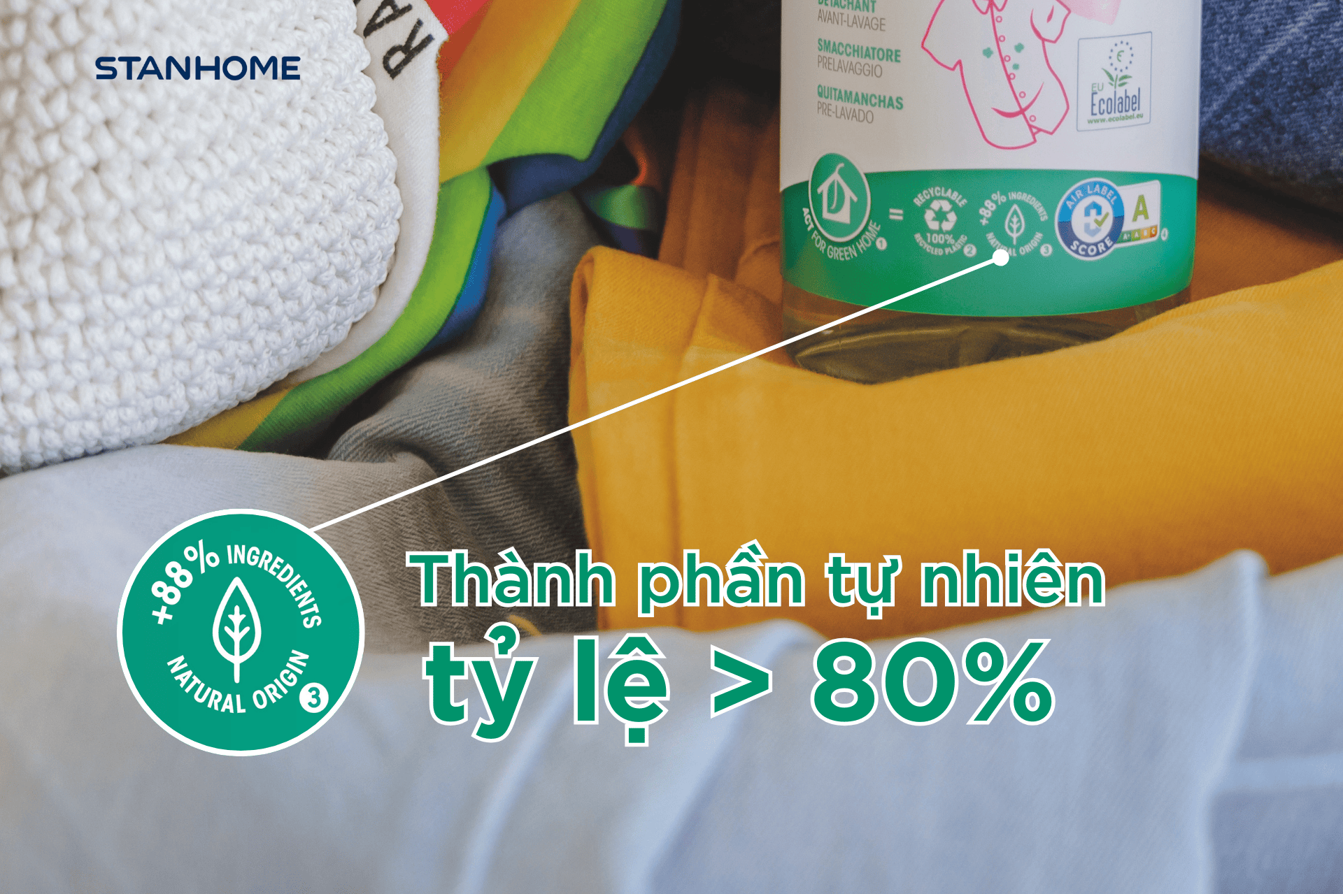 Thuốc tẩy quần áo có thành phần tự nhiên như enzym sinh học là lựa chọn hàng đầu của gia đình
