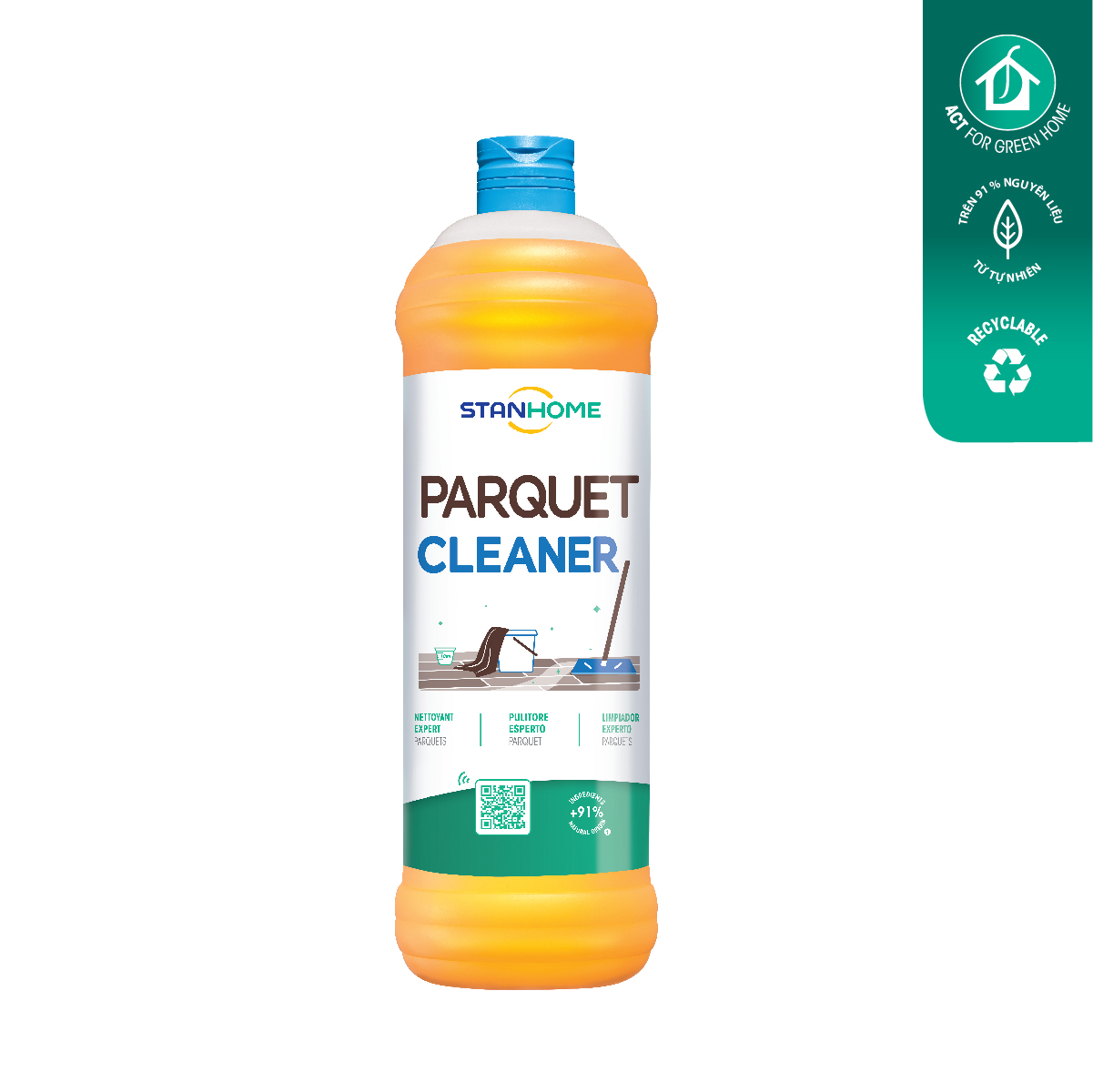 Nước lau sàn gỗ đậm đặc nguyên liệu tự nhiên Stanhome Parquet Cleaner 1000ml