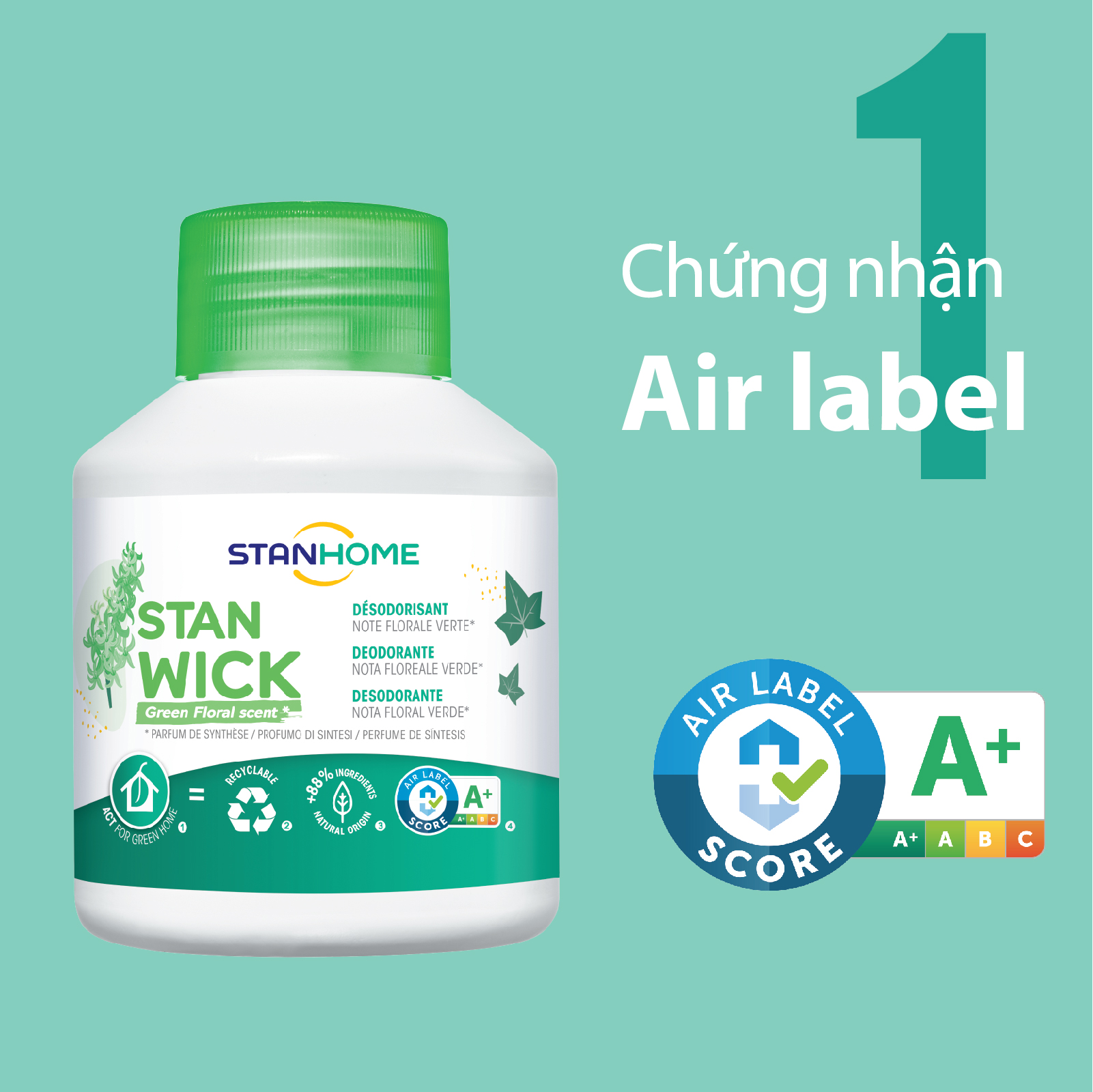 Sáp thơm khử mùi Stanhome Stan Wick Green Floral 250ml hương hoa cỏ mùa ...