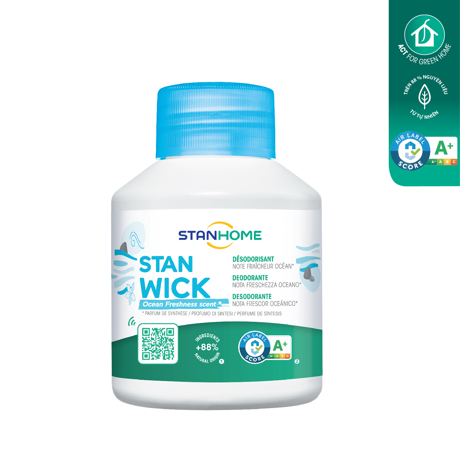 Sáp thơm khử mùi Stanhome Stan Wick Ocean 250ml hương biển tươi mát tiêu chuẩn Air Label Score A+