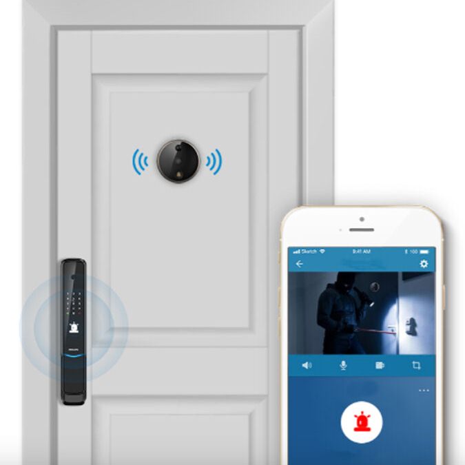 Khóa cửa thông minh Philips kết hợp với mắt thần thông minh Philips
