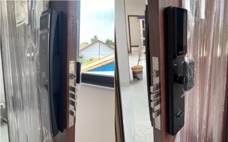 Lắp đặt thực tế khóa vân tay Sharp H3-FV Face ID cao cấp - khoavantaychinhhang.com