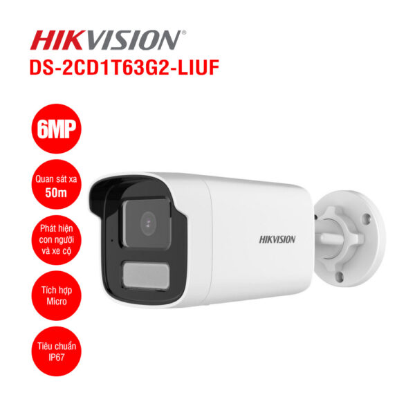 Camera IP 6MP Hikvision DS-2CD1T63G2-LIUF