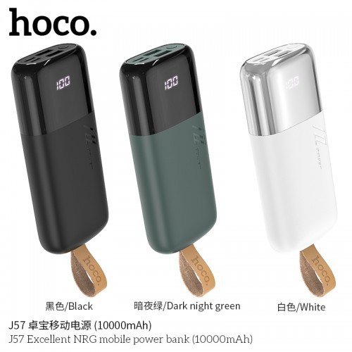 Pin dự phòng 10.000mAh HOCO J57 Black/White Chính hãng (Polymer A+, LED)