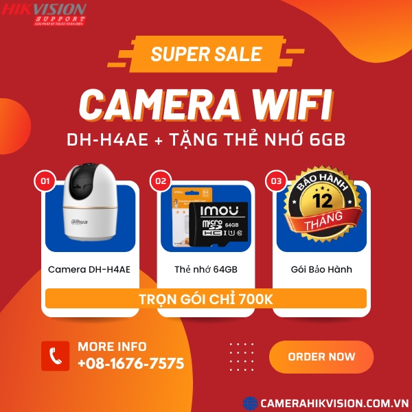 Combo Camera Wifi quay quét trong nhà Hero A1 4MP DAHUA DH-H4AE + Thẻ Nhớ IMOU 64GB