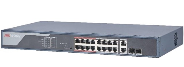 Switch mạng 16 cổng PoE 100M, 2 cổng uplink 10/100/1000M, 2 cổng SFP, Layer 2 DS-3E0318P-E(C)