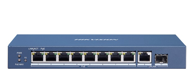 Switch POE GIGABIT 8 cổng PoE 1000M, 1 cổng uplink 1000M, 1 Cổng SFP 1000M Layer 2 DS-3E0510P-E/M