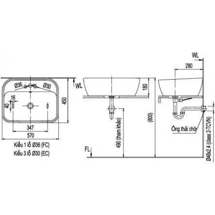 Chậu Rửa Lavabo INAX L-296V (AL-296V) Đặt Bàn Chữ Nhật - Showroom Đại Hoàng  Dương