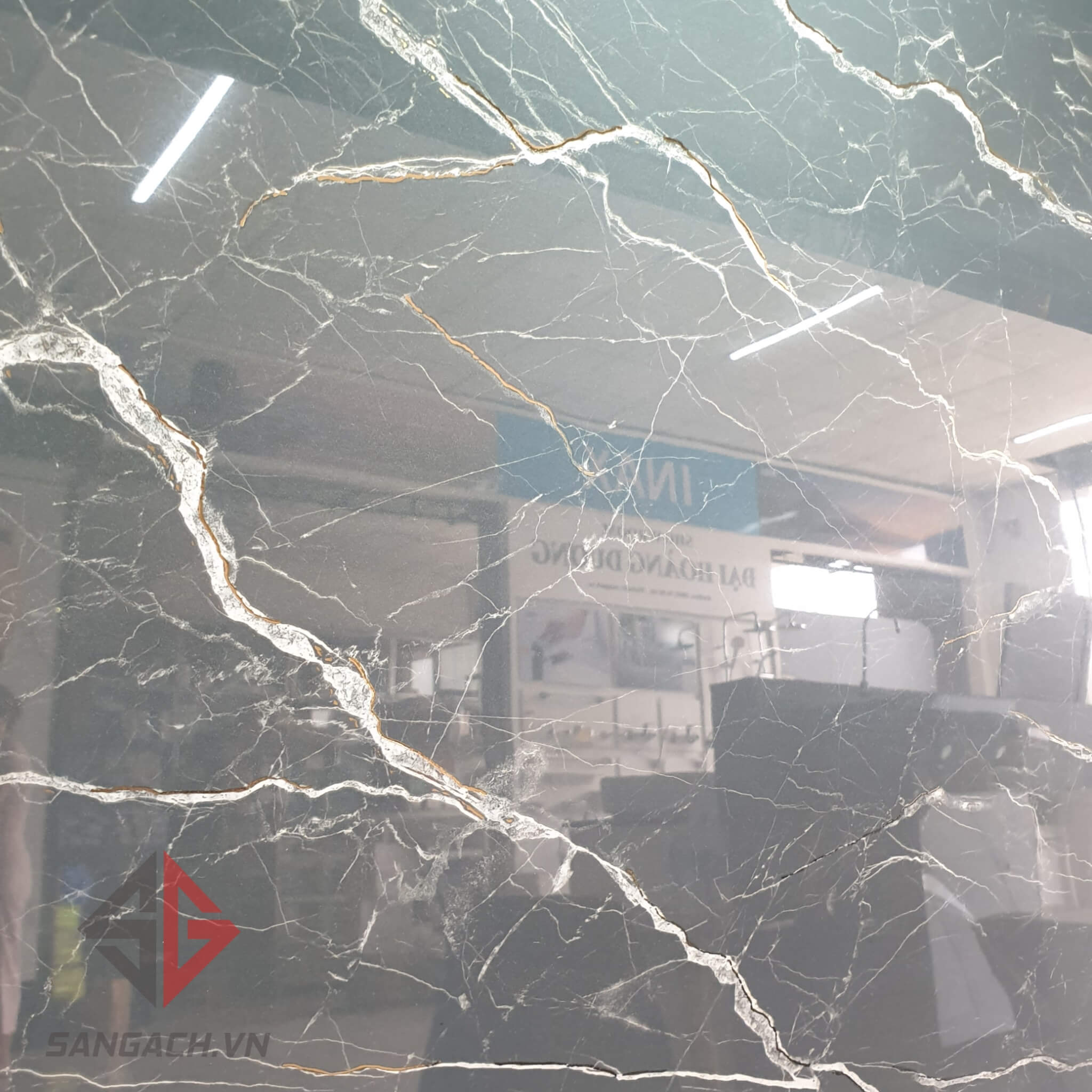 Mẫu gạch lát sàn khác kim vân đá màu đậm