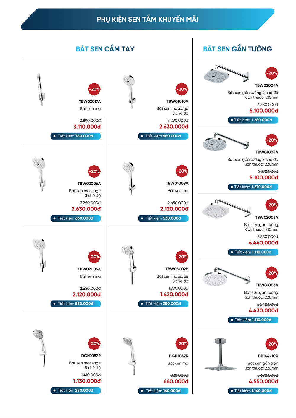 Phụ kiện phòng tắm TOTO khuyến mãi tháng 10/2021