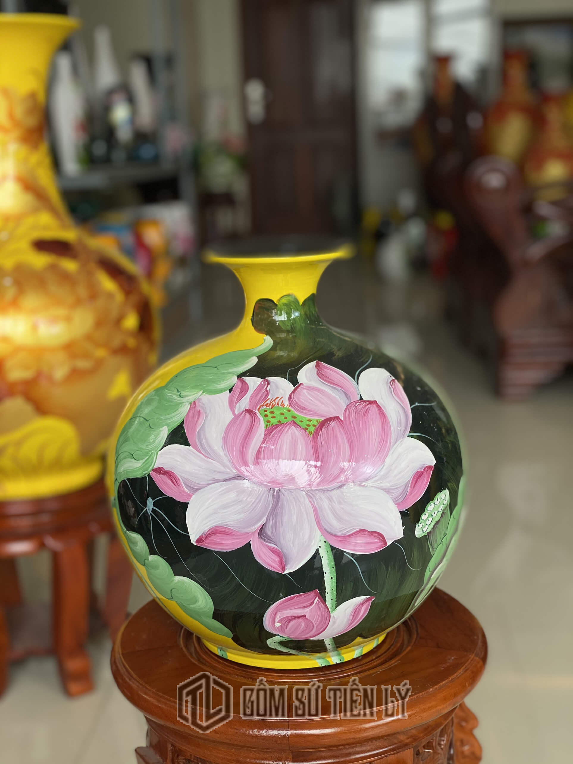 Bình gốm trang trí mình tròn-BGD09