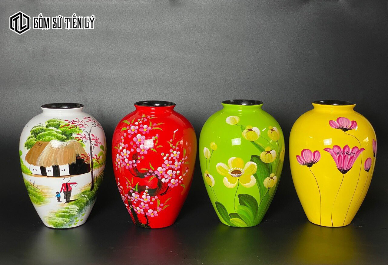 Bình hoa sơn mài dáng đùi dế đẹp-TLM01