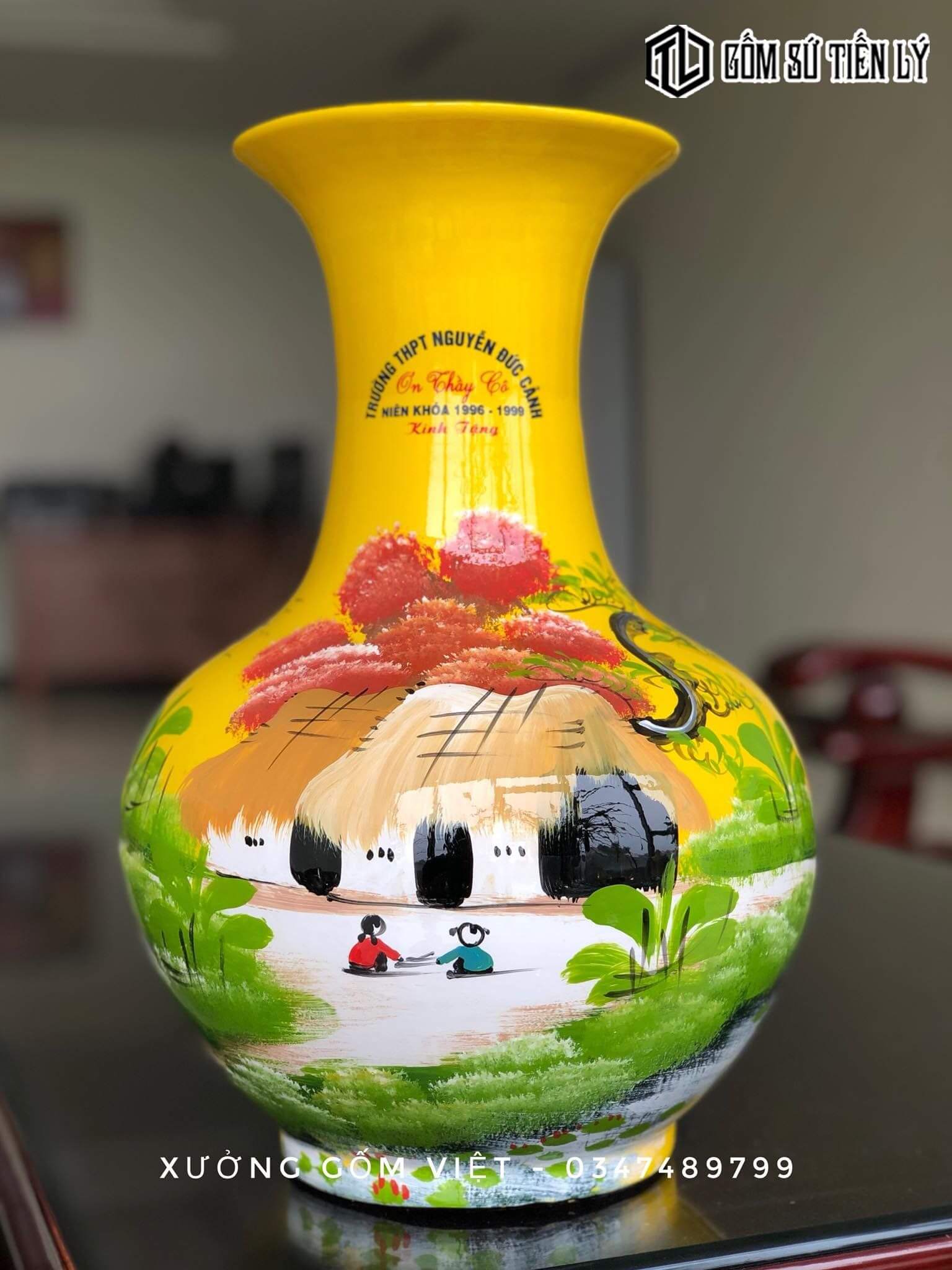 Bình gốm tặng trường học đẹp-GQT21