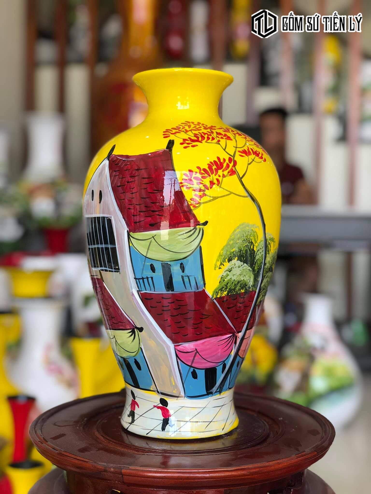 Bình sơn mài dáng đùi dế đẹp-TLM77