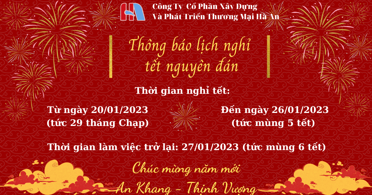 THÔNG BÁO LỊCH NGHỈ TẾT NGUYÊN ĐÁN