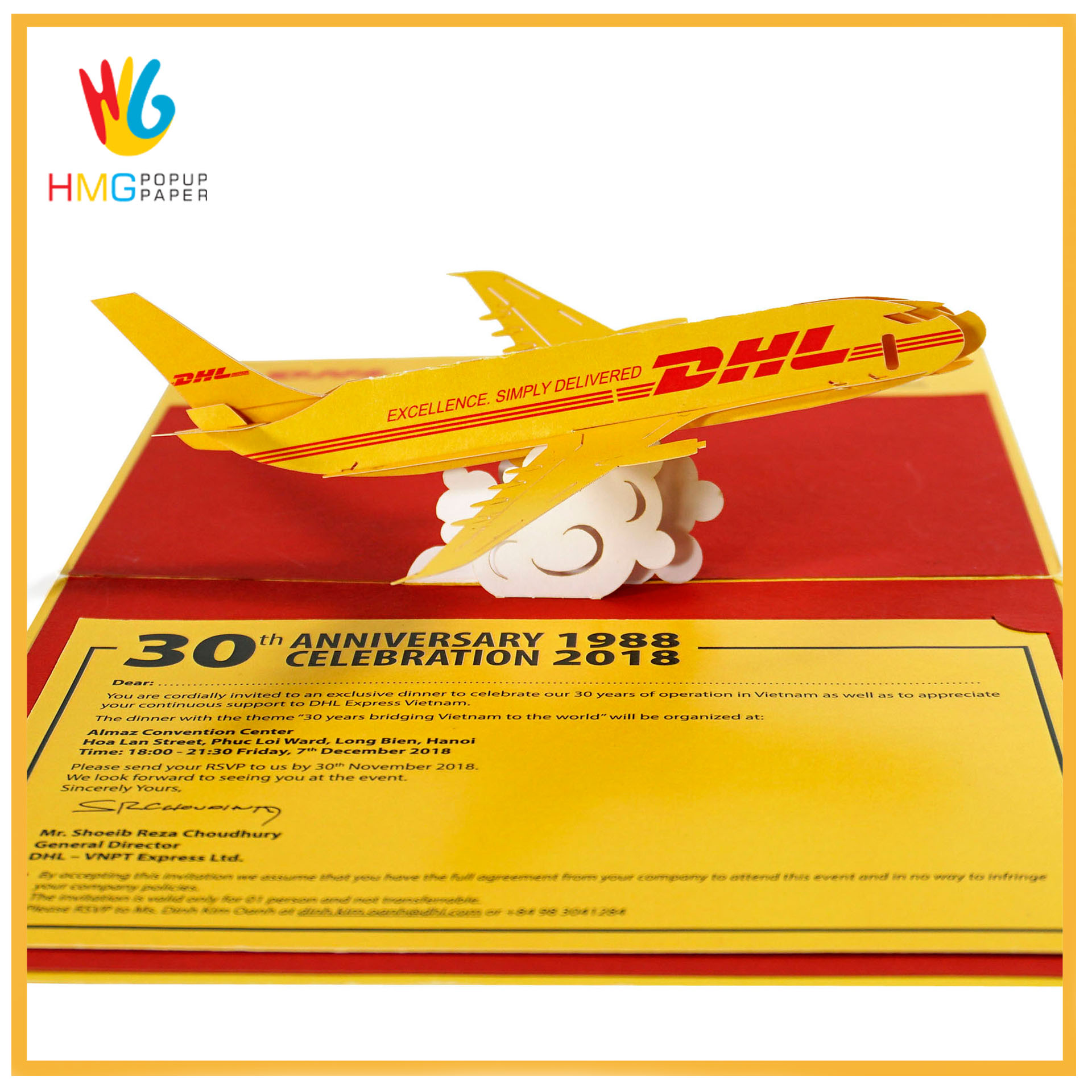 thiệp 3d mô phỏng dịch vụ vận chuyển DHL