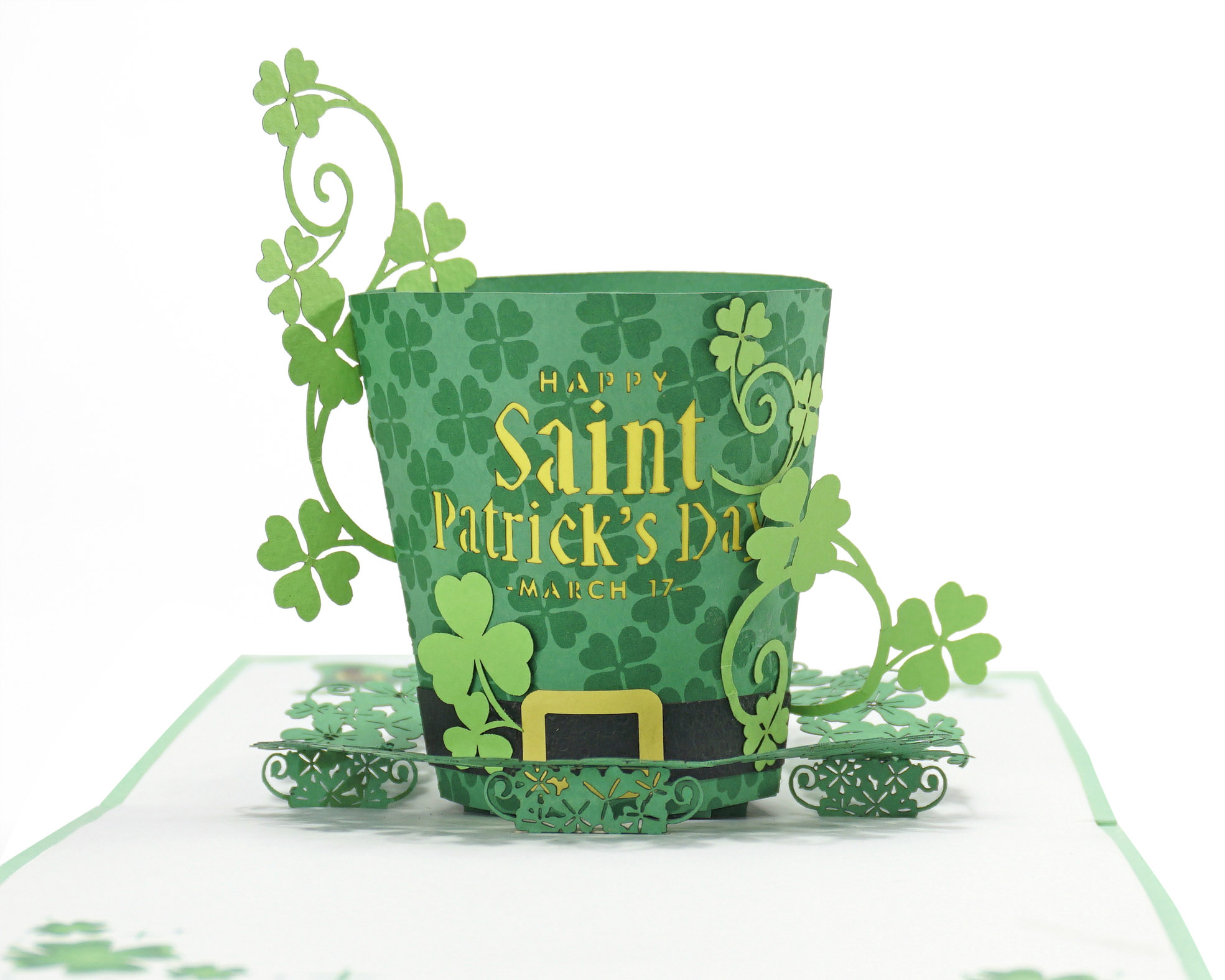 Thiệp 3D cỏ ba lá mũ xanh patrick day