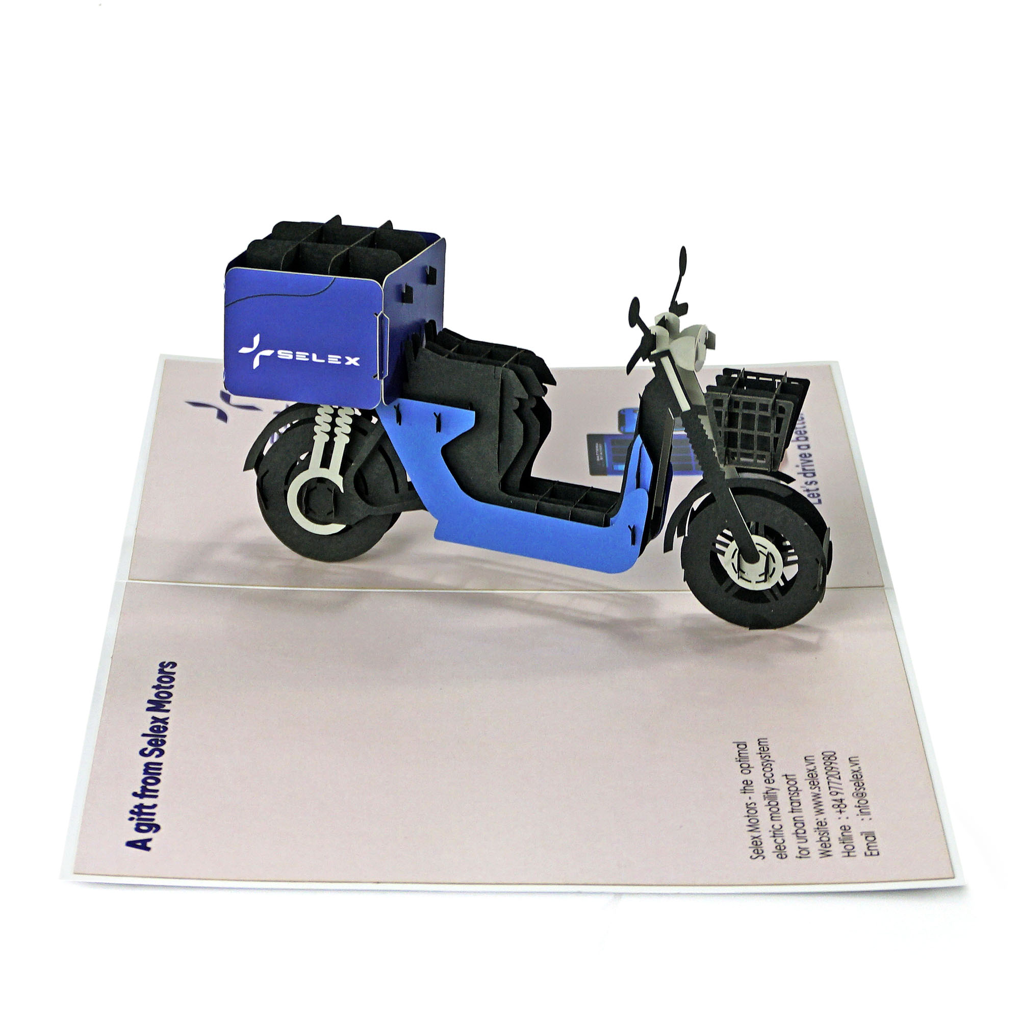 Thiệp 3D xe máy điện Selex Camel
