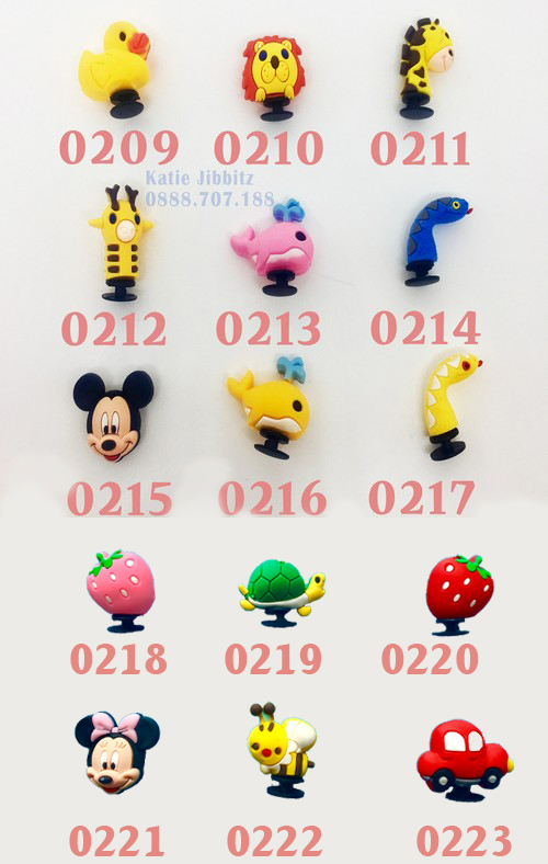 Sticker Nút gắn dép Jibbitz cho giày dép Crocs - Loại 3D 10k