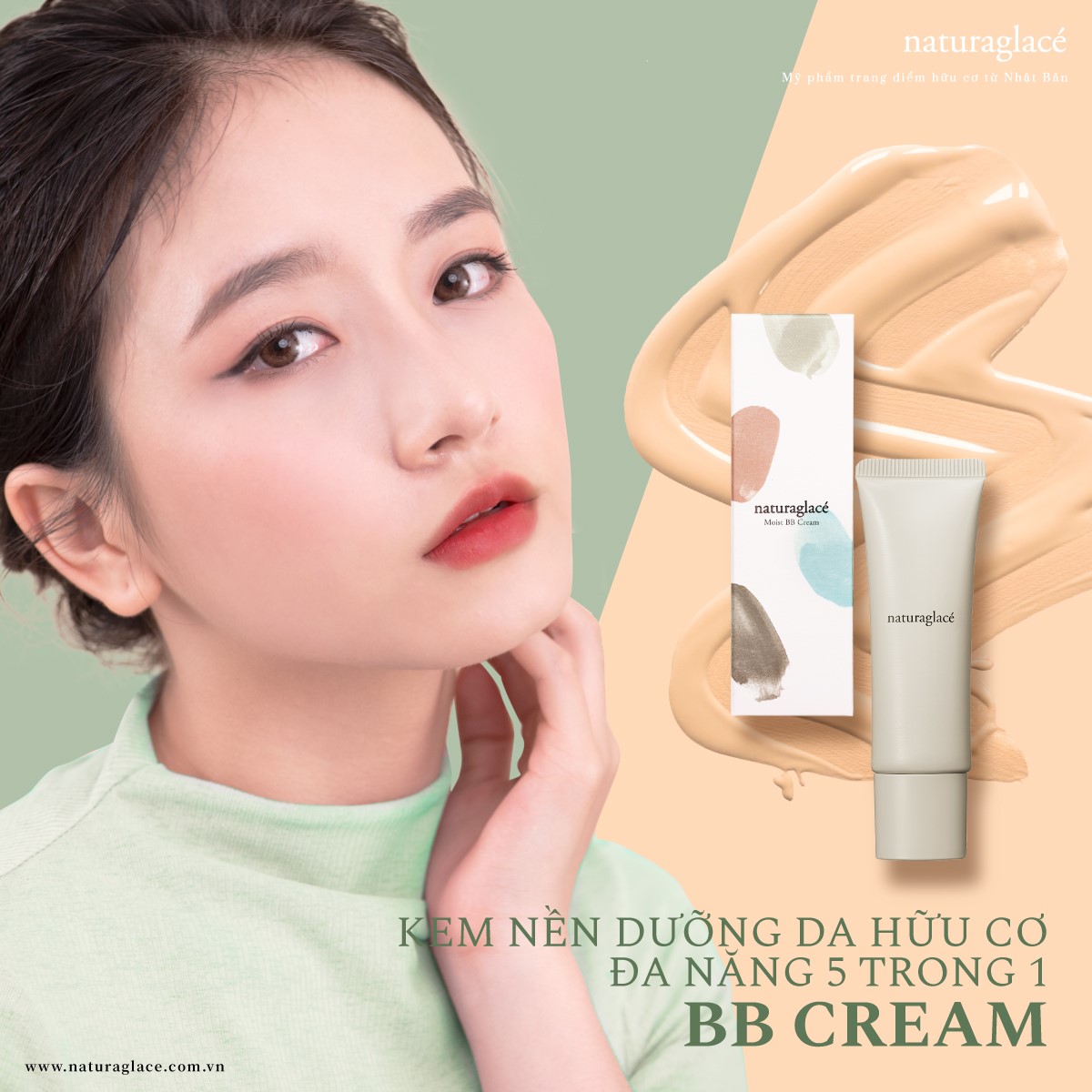 KEM NỀN DƯỠNG DA HỮU CƠ ĐA NẮNG 5 TRONG 1 BB CREAM