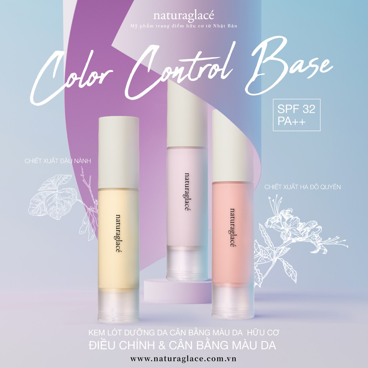 DƯỠNG ẨM VÀ ĐIỀU CHỈNH MÀU DA VỚI KEM LÓT COLOR CONTROL BASE CỦA NATURAGLACÉ