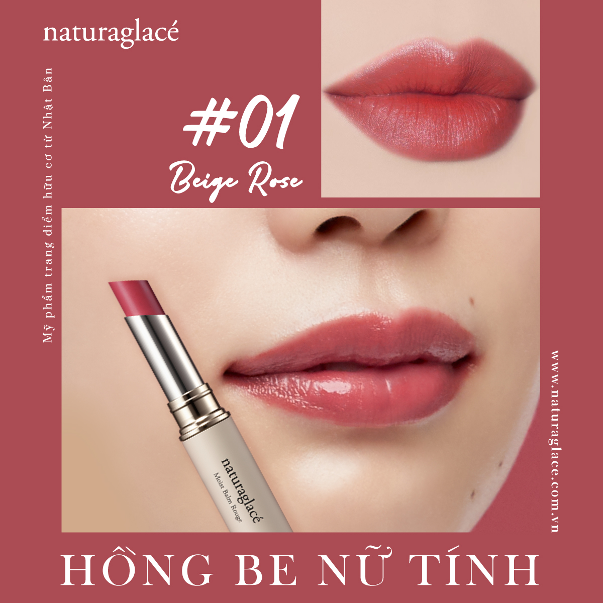 MOIST BALM ROUGE 01BEIGE ROSE - SẮC HỒNG NỮ TÍNH
