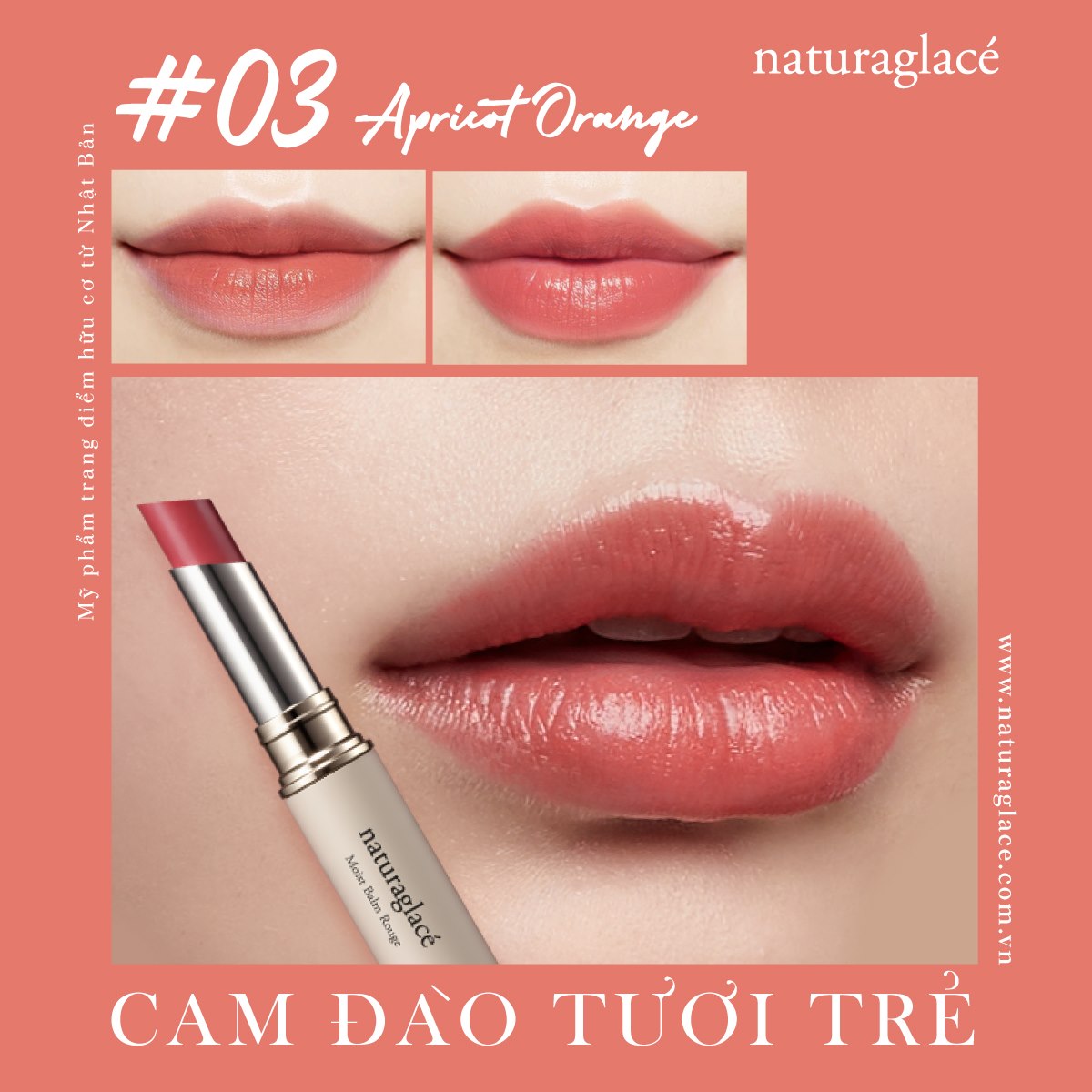 MOIST BALM ROUGE 04 APRICOT ORANGE - CAM ĐÀO TƯƠI TRẺ