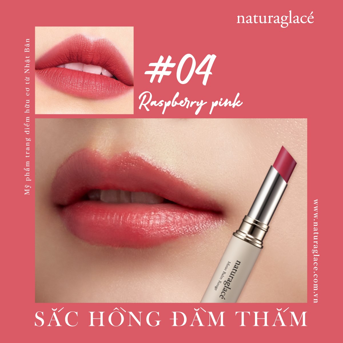 MOIST BALM ROUGE 04 RASPBERRY PINK - HỒNG DÂU NGỌT NGÀO