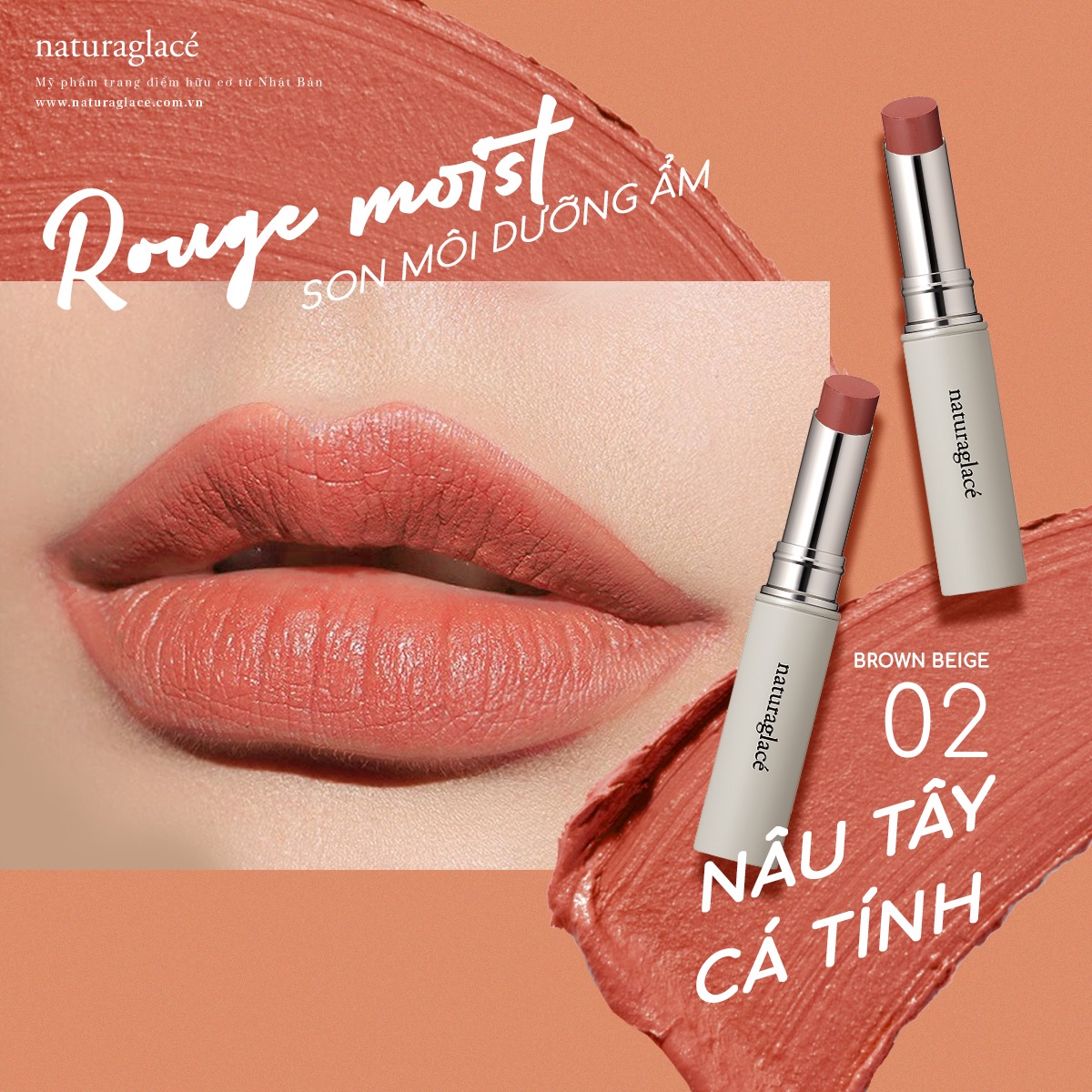 SON MÔI HỮU CƠ ROUGE MOIST 02 - BROWN BEIGE