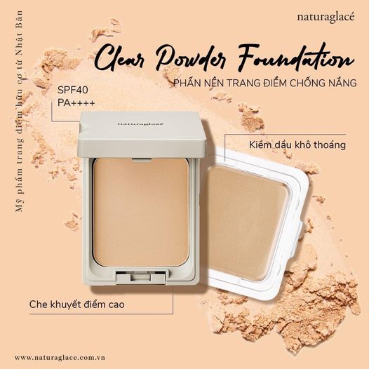 PHẤN NỀN HỮU CƠ TRANG ĐIỂM CHỐNG NẮNG NATURAGLACÉ CLEAR POWDER FOUNDATION