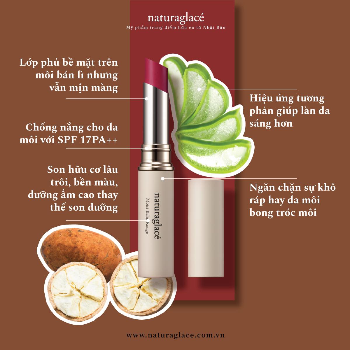 Son môi hữu cơ dưỡng ẩm và chống nắng - naturaglacé