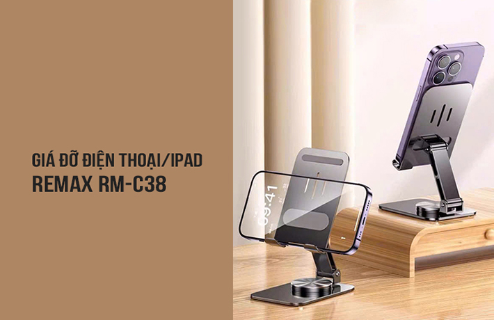Giá đỡ kim loại xoay 360 độ cho điện thoại/Ipad Remax RM-C38