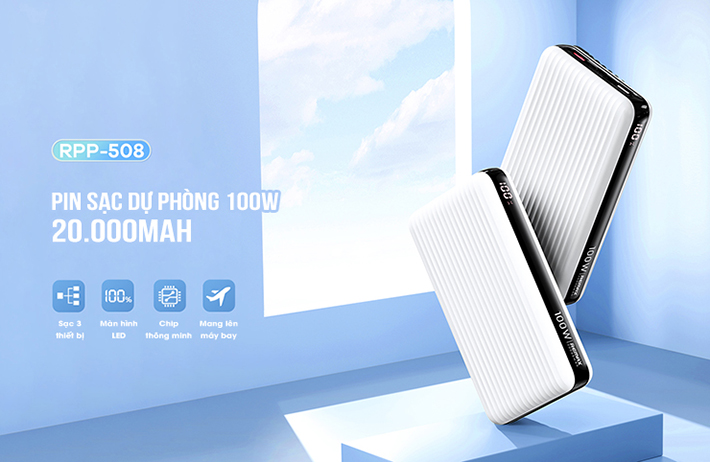Sạc dự phòng 20000mAh 100W Remax RPP-508 sạc cả máy tính Nam Phụ Kiện