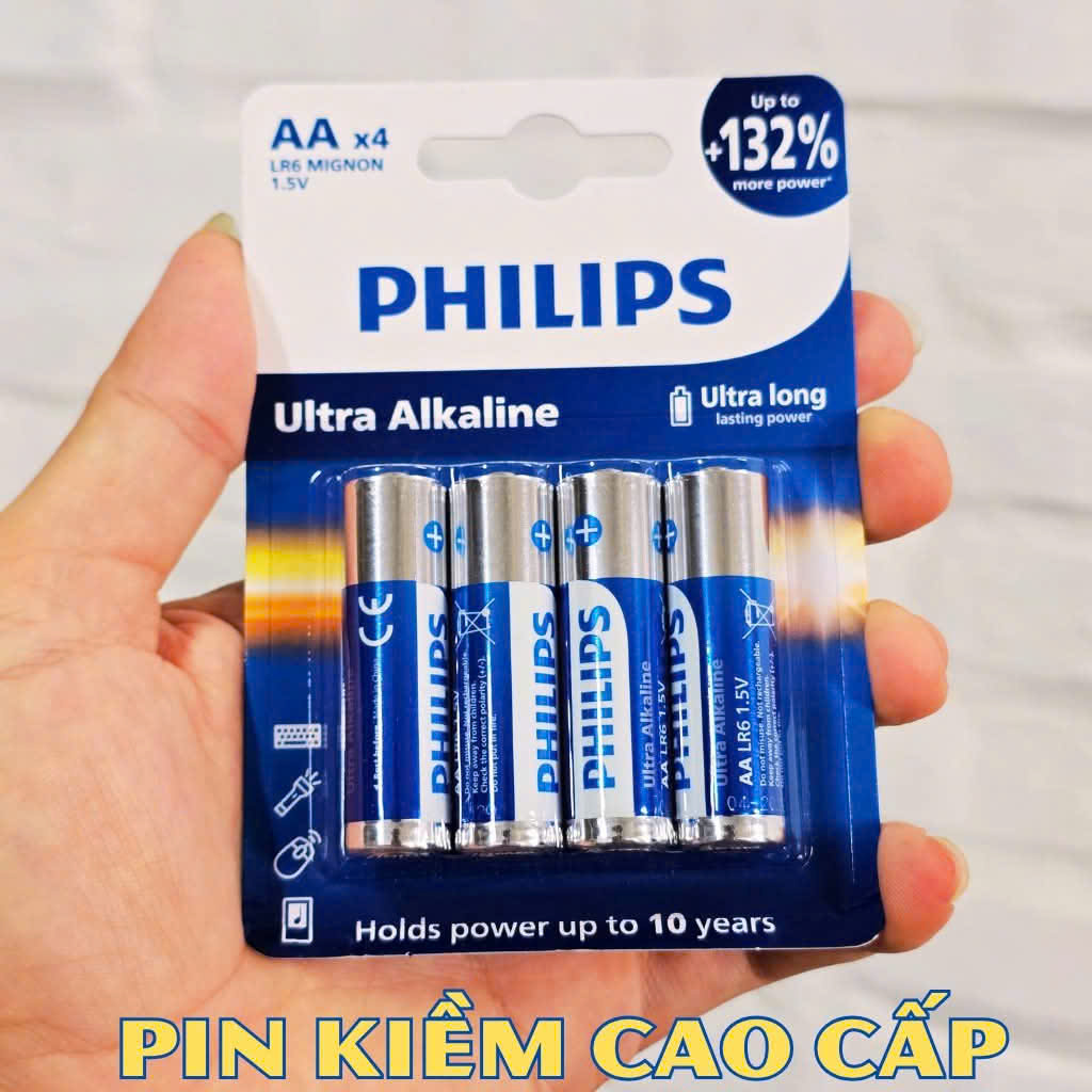 Pin tiểu AAA, AA Alkaline Philips Ultra Alkaline Cao Cấp