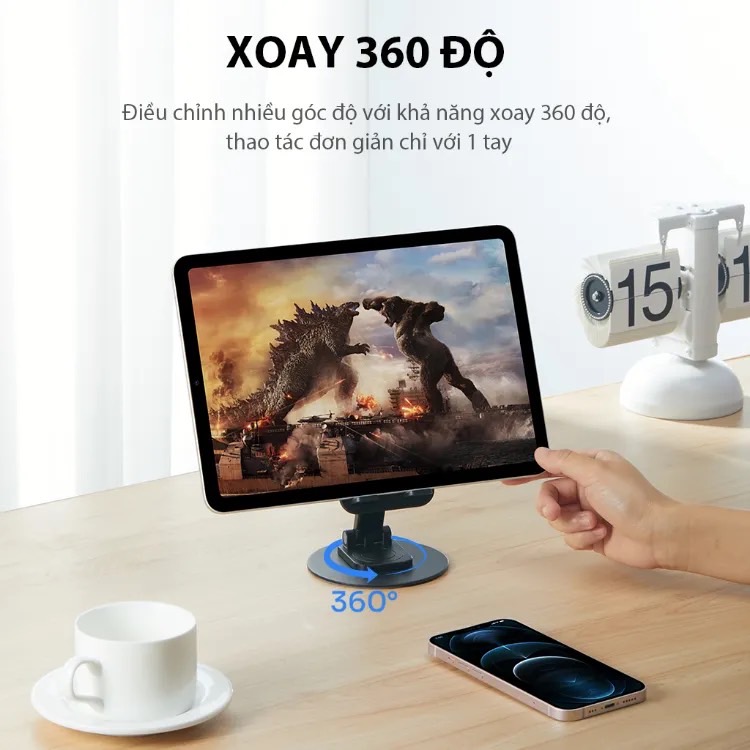 Giá đỡ điện thoại Robot hợp kim nhôm, xoay 360 độ