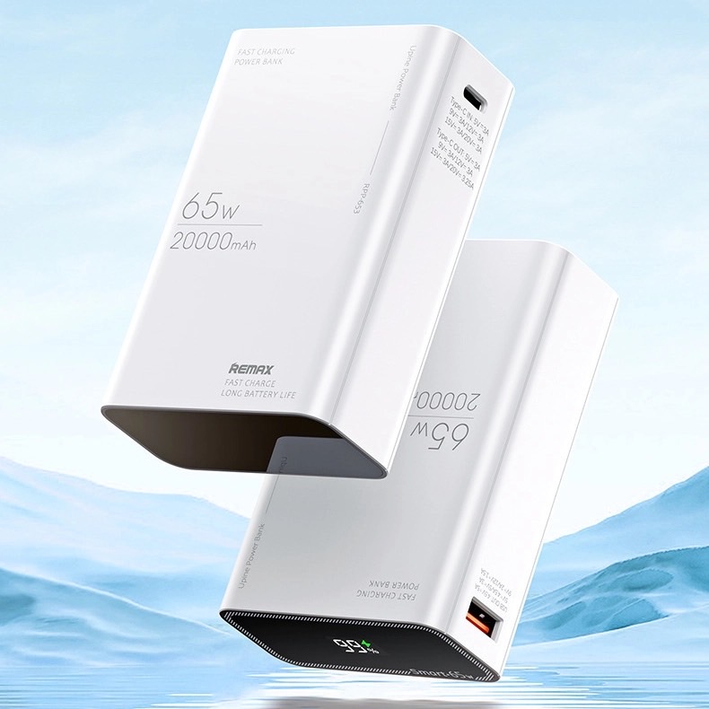 Pin dự phòng 20000mAh Remax RPP-653 sạc được laptop, hỗ trợ PD 65W và QC 22.5W