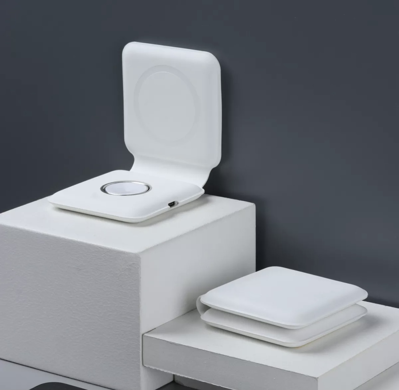 Bộ Sạc Magsafe Dual HOCE 2 in 1 Cho Điện Thoại iPhone 12, 12 Pro Max, Apple Watch chuẩn Không Dây Qi 15W