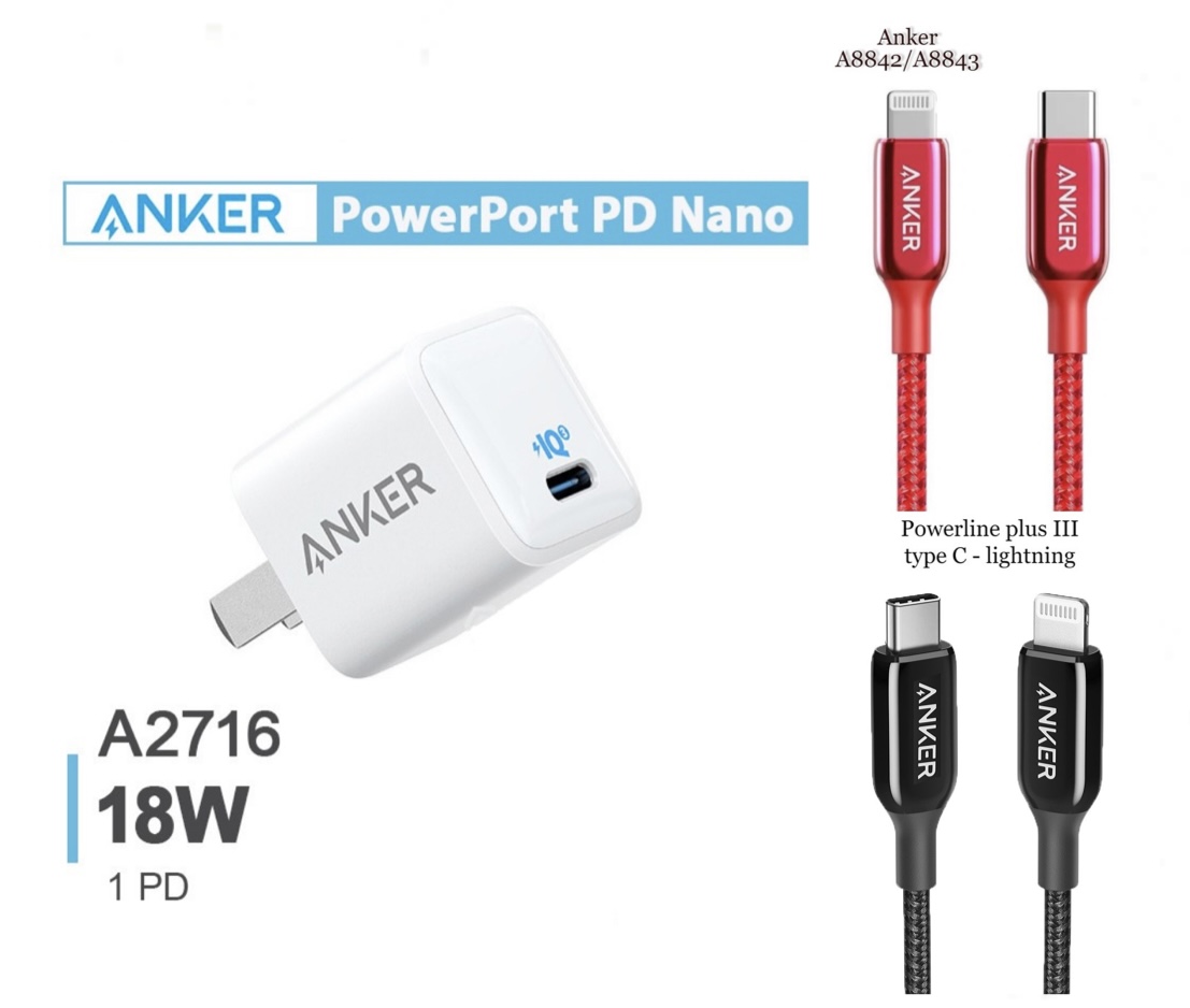 Bộ sạc nhanh Anker 18W PD Powerline +iii cho iPhone/iPad