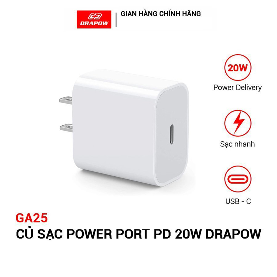 Củ sạc nhanh 20W Drapow GA25