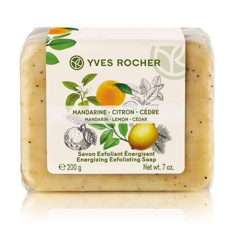 Xà phòng Tẩy tế bào chết hương quýt, chanh và gỗ tuyết tùng Yves Rocher - 200g - Energizing Exfoliating Soap Mandarin- Lemon-Cedar - Y118666