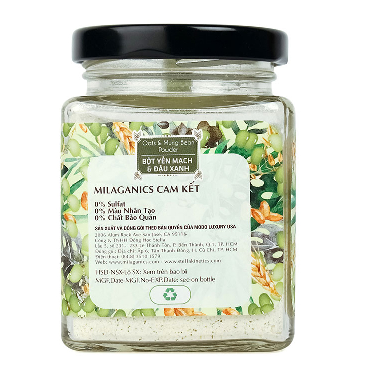 Bột Yến mạch Đậu xanh thiên nhiên MILAGANICS 100g