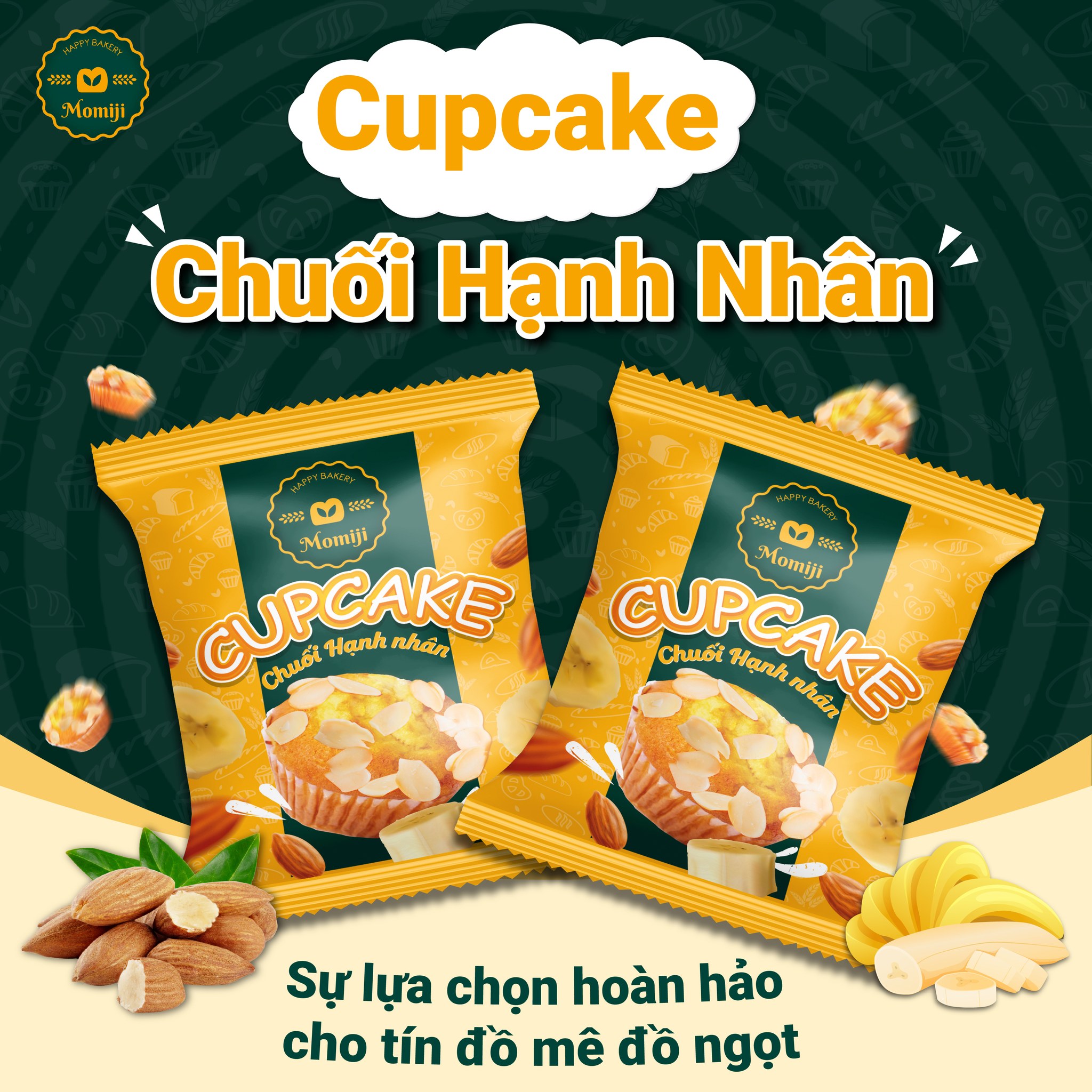 CUPCAKE CHUỐI HẠNH NHÂN - SỰ LỰA CHỌN HOÀN HẢO CHO TÍN ĐỒ MÊ ĐỒ NGỌT