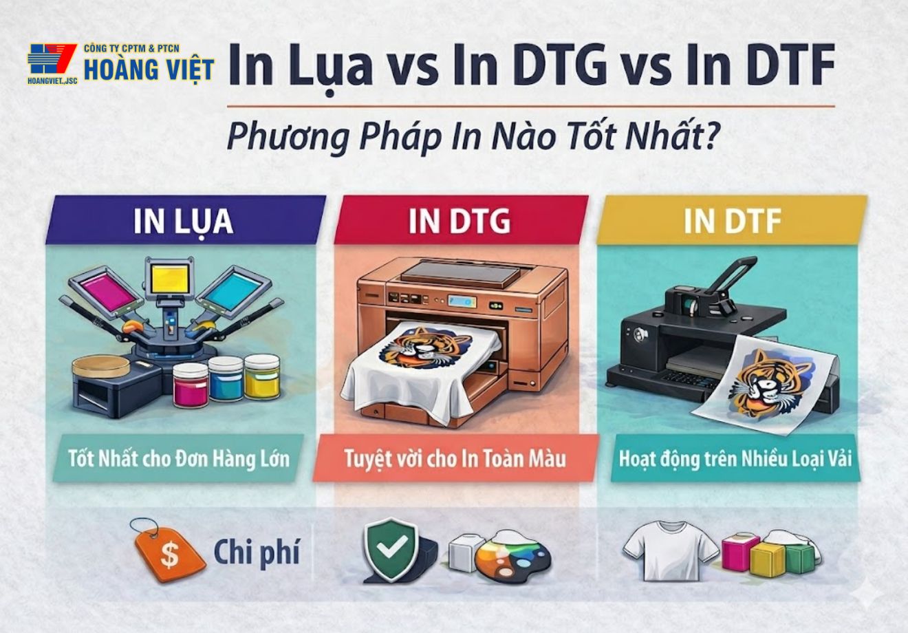 In lụa, In DTG và In DTF: Đâu là phương pháp in tốt nhất?